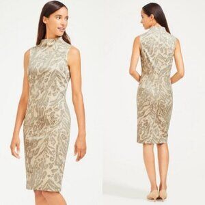 J. McLaughlin Liz Sheath Dress M Jaguar Neutral Animal Print Faux Suede Autumn